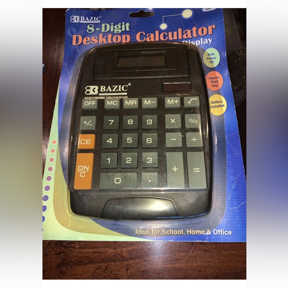 BAZIC 8-Digit Large Desktop Calculator w/ Adjustable Display E1